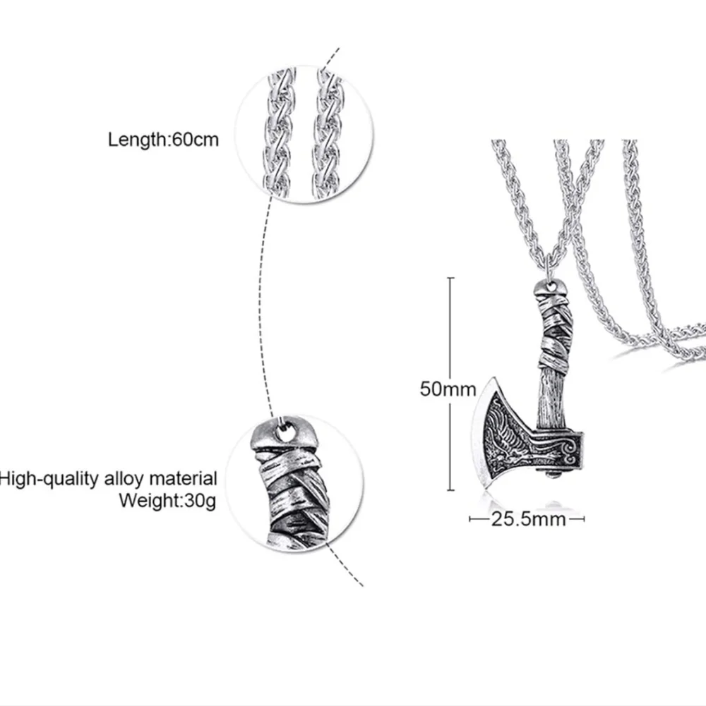 Silver Axe Pendant Necklace
